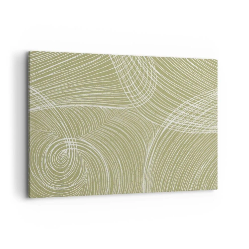 Bild auf Leinwand - Leinwandbild - Grüne und weiße Linien in einer abstrakten Komposition - 100x70cm - Komplizierte Abstraktion in Weiß - Moderne Wanddekoration für Wohnzimmer und Schlafzimmer ARTTOR