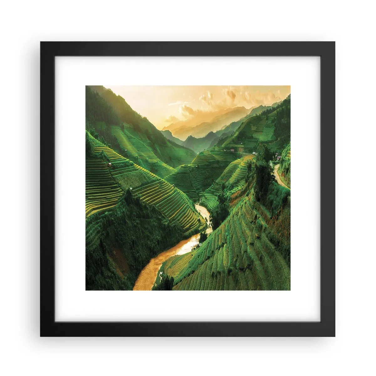 Poster in einem schwarzem Rahmen - Vietnamesisches Tal - 30x30 cm