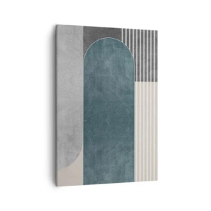 Bild auf Leinwand - Leinwandbild - Geometrische Abstraktion in Grau- und Grüntönen - 50x70cm - Komposition auf der Ebene - Moderne Wanddekoration für Wohnzimmer und Schlafzimmer ARTTOR