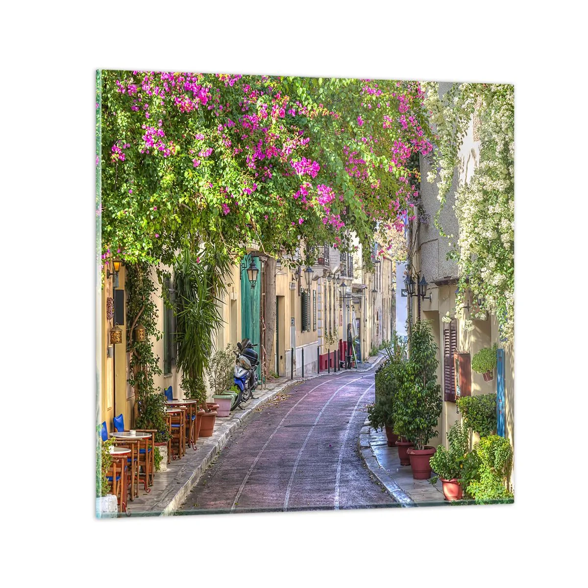 Glasbild - Bild auf glas - Blühende Gasse - 30x30 cm