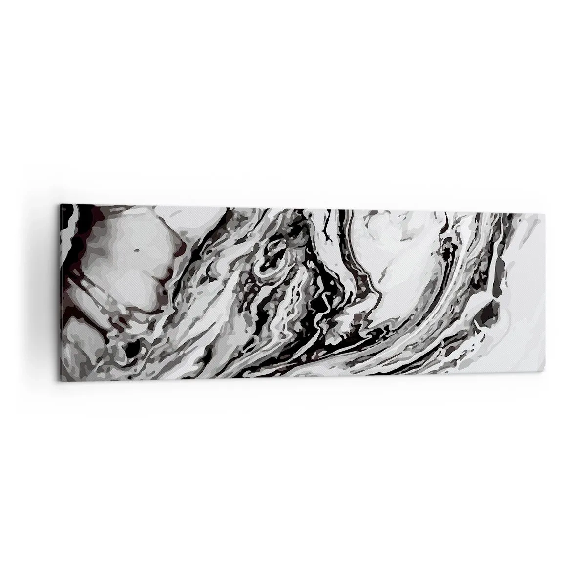 Bild auf Leinwand - Leinwandbild - Abstraktes Marmormuster in Schwarz und Weiß - 160x50cm - Am Anfang war Chaos - Moderne Wanddekoration für Wohnzimmer und Schlafzimmer ARTTOR