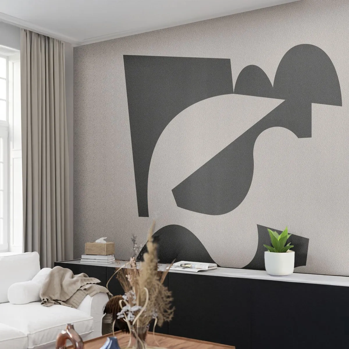 Fototapete Premium Sand - Abstrakte Silhouette eines Ritters im geometrischen Stil - 100x70cm - Zum Selbstbauen - Moderne Wanddekoration für Wohnzimmer und Schlafzimmer ARTTOR