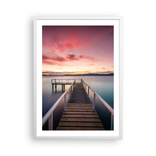 Poster in einem weißen Rahmen - Die sanfte Flamme des Abends - 50x70 cm