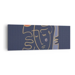 Bild auf Leinwand - Leinwandbild - Abstraktes Gesichtsporträt im minimalistischen Stil - 140x50cm - In Gedanken - Moderne Wanddekoration für Wohnzimmer und Schlafzimmer ARTTOR