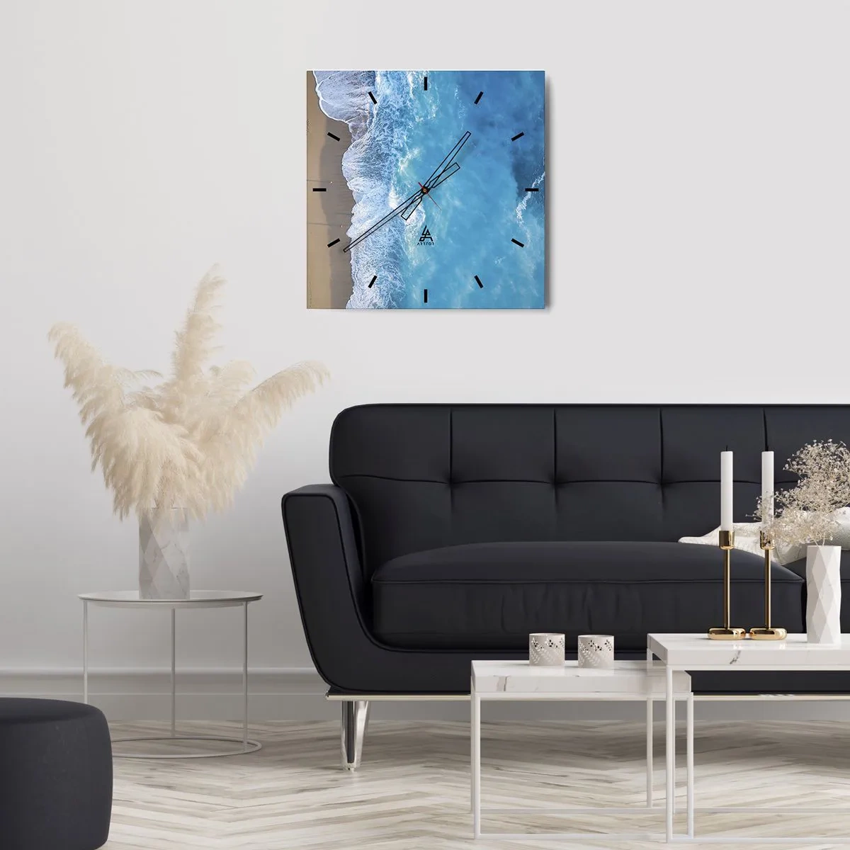 Wanduhr - Glasuhr - Die Kraft des Blaus - 30x30 cm