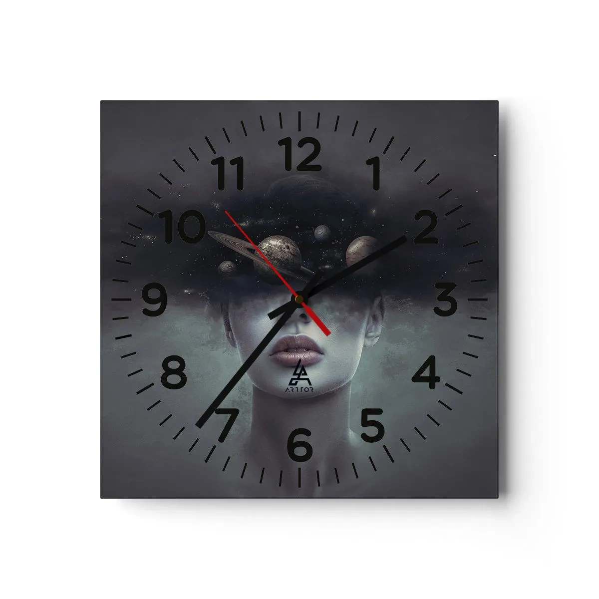 Wanduhr - Glasuhr - Und die Planeten spielen verrückt ... - 30x30 cm