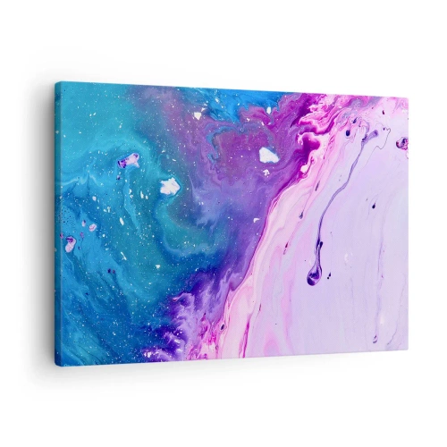 Bild auf Leinwand - Leinwandbild - Abstraktion in Lila- und Türkistönen, inspiriert von Kontrasten - 70x50cm - Yin und Yang - Moderne Wanddekoration für Wohnzimmer und Schlafzimmer ARTTOR