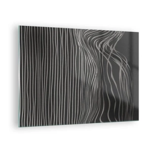 Glasbild - Bild auf glas - Zarte Linien in abstrakter Anordnung auf dunklem Hintergrund - 70x50cm - Rhythmus und Akzent - Moderne Wanddekoration für Wohnzimmer und Schlafzimmer ARTTOR