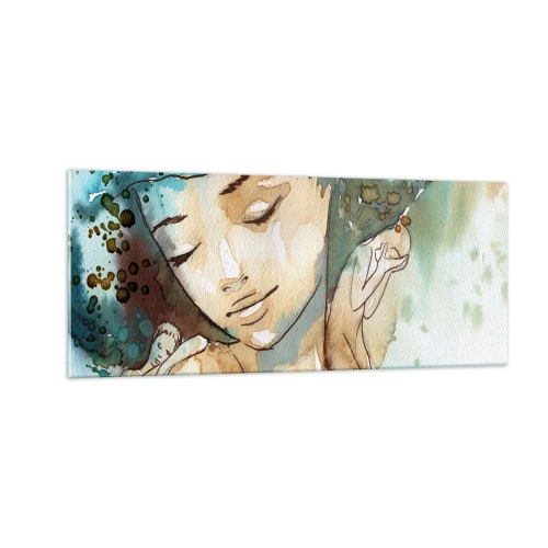 Glasbild - Bild auf glas - Dame in Blau - 100x40 cm