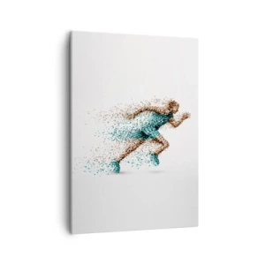 Bild auf Leinwand - Leinwandbild - Eine dynamische Läuferfigur aus winzigen Partikeln - 50x70cm - Das Leben ist ein Lauf - Moderne Wanddekoration für Wohnzimmer und Schlafzimmer ARTTOR