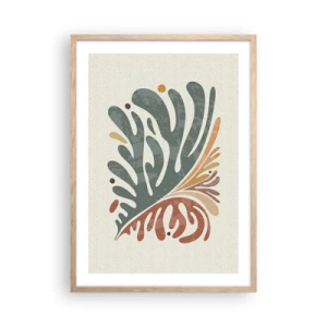 Poster in einem Rahmen aus heller Eiche - Mehrfarbiges Blatt - 50x70 cm
