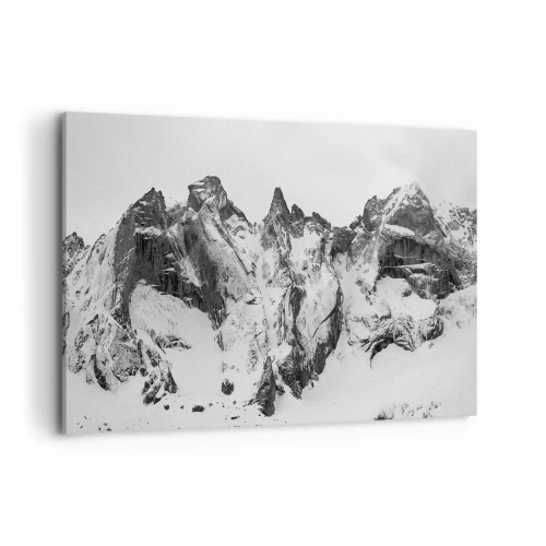 Bild auf Leinwand - Leinwandbild - Schwarz-weiße schneebedeckte Berggipfel - 100x70cm - Gefährlicher Granitgrat - Moderne Wanddekoration für Wohnzimmer und Schlafzimmer ARTTOR