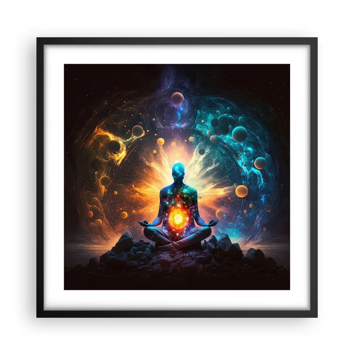Poster in einem schwarzem Rahmen - Kosmischer Frieden - 50x50 cm