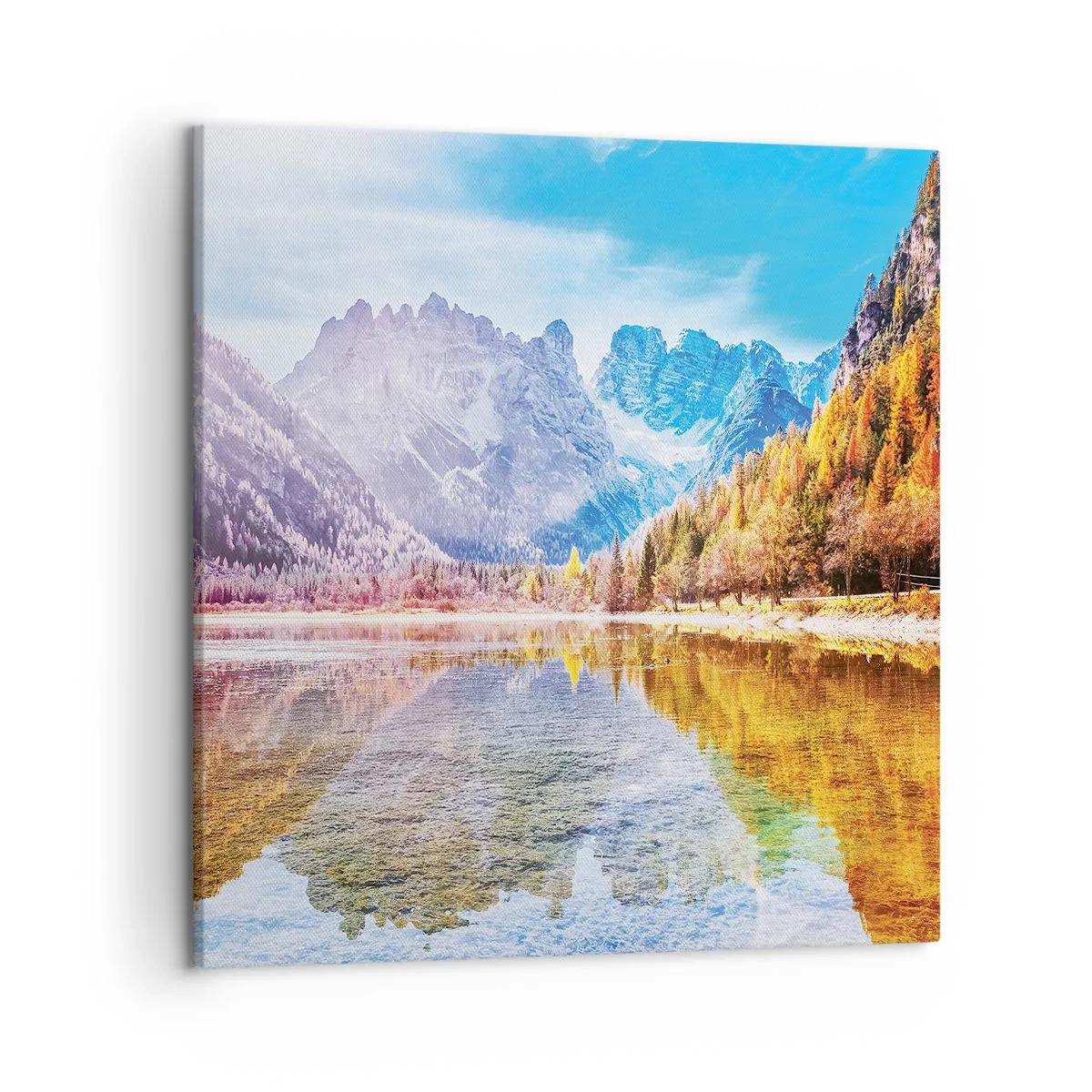 Bild auf Leinwand - Leinwandbild - Und in den Bergen ist es schon Herbst - 50x50 cm