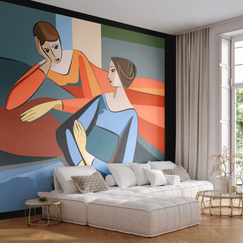 Fototapete Premium Sand - Moment der Zuversicht - Kubismus, Porträt, Frauen - 350x256 cm