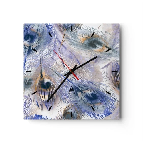 Wanduhr - Glasuhr - Pfau-Komposition - 40x40 cm