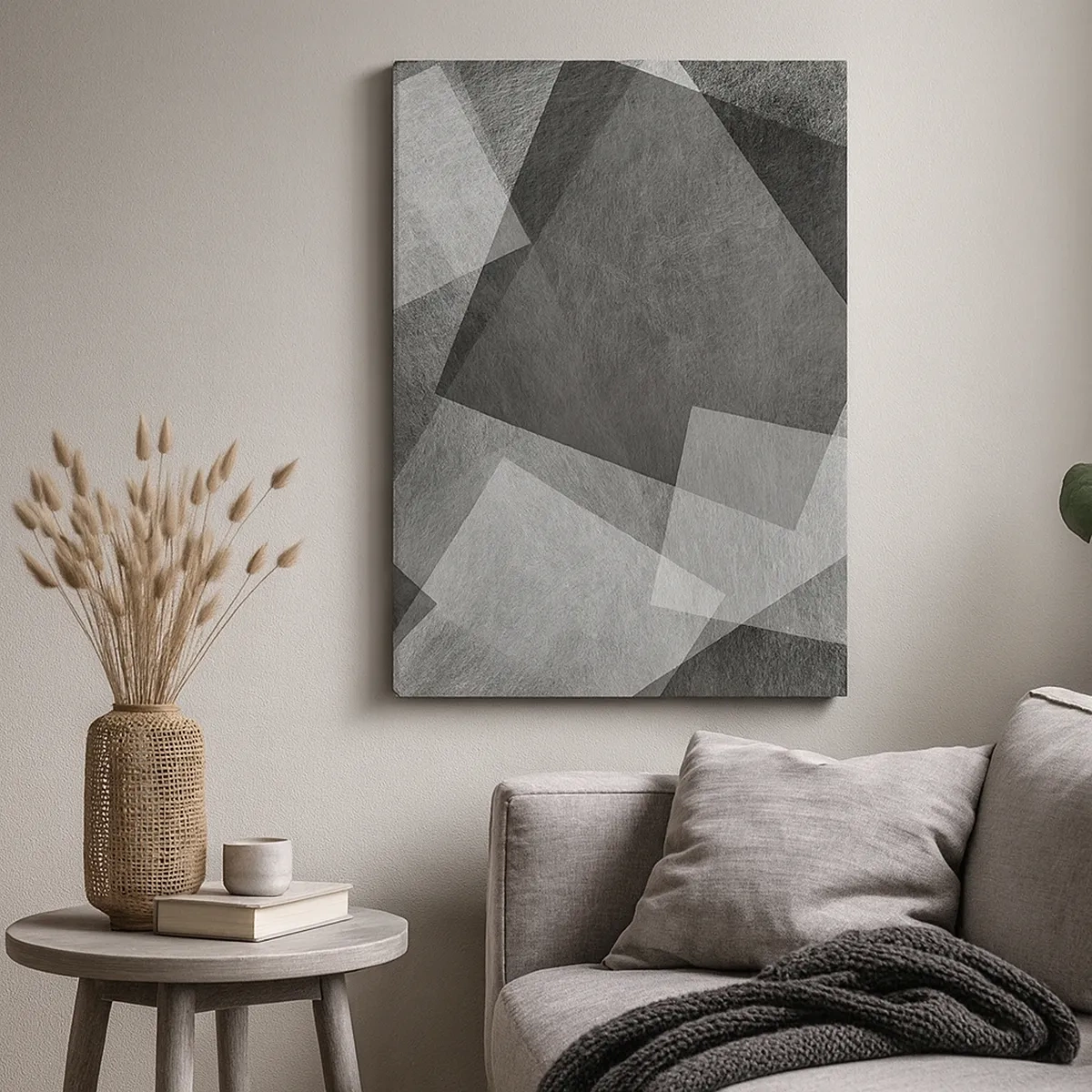 Bild auf Leinwand - Leinwandbild - Schwarz-Weiß-Abstraktion mit geometrischen Formen - 50x70cm - Das ewige Symbol für Beständigkeit und Ordnung - Moderne Wanddekoration für Wohnzimmer und Schlafzimmer ARTTOR