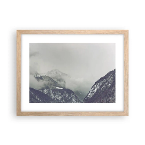 Poster in einem Rahmen aus heller Eiche - Nebliges Tal - 40x30 cm