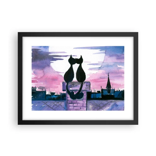 Poster in einem schwarzem Rahmen - Rendez-vous unter dem Mond - 40x30 cm