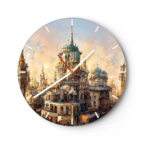 Wanduhr - Glasuhr - Stadt der Städte - 40x40 cm