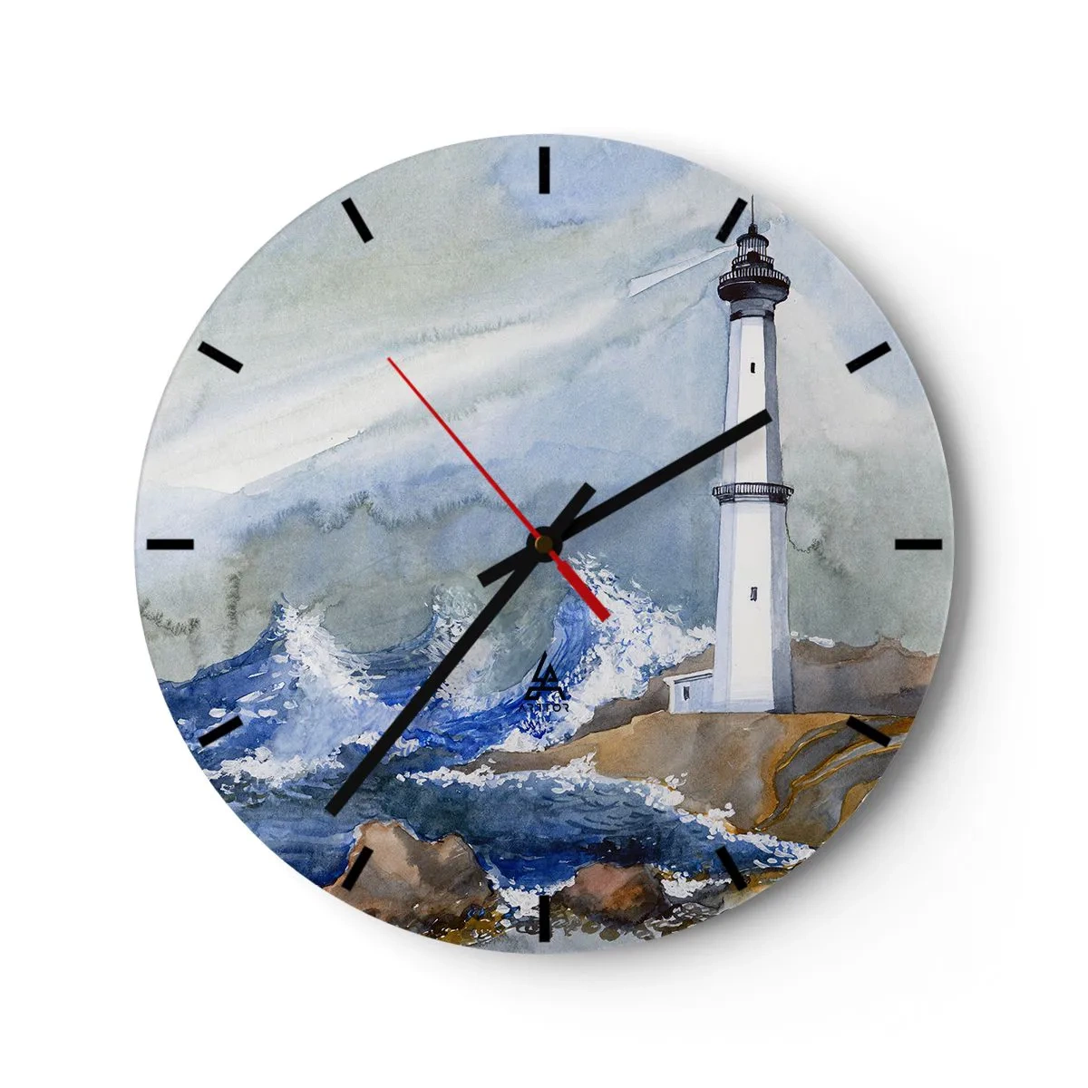 Wanduhr - Glasuhr - Gegen die Dunkelheit und den Sturm - 40x40 cm