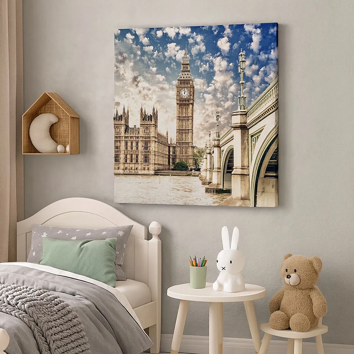 Bild auf Leinwand - Leinwandbild - Federwolken über der Themse - 30x30 cm