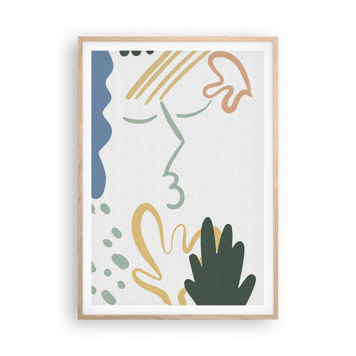 Poster in einem Rahmen aus heller Eiche - Blumenkuss - 70x100 cm