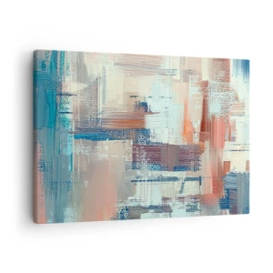 Bild auf Leinwand - Leinwandbild - Abstrakte Komposition in Blau- und Beigetönen - 70x50cm - Zum Licht kommen - Moderne Wanddekoration für Wohnzimmer und Schlafzimmer ARTTOR