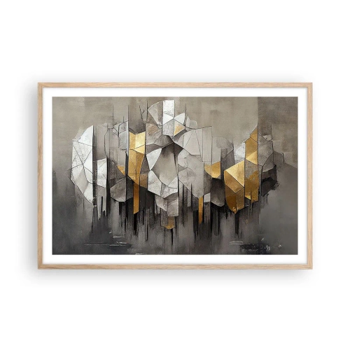 Poster in einem Rahmen aus heller Eiche - Komposition aus Eis und Licht - 91x61 cm