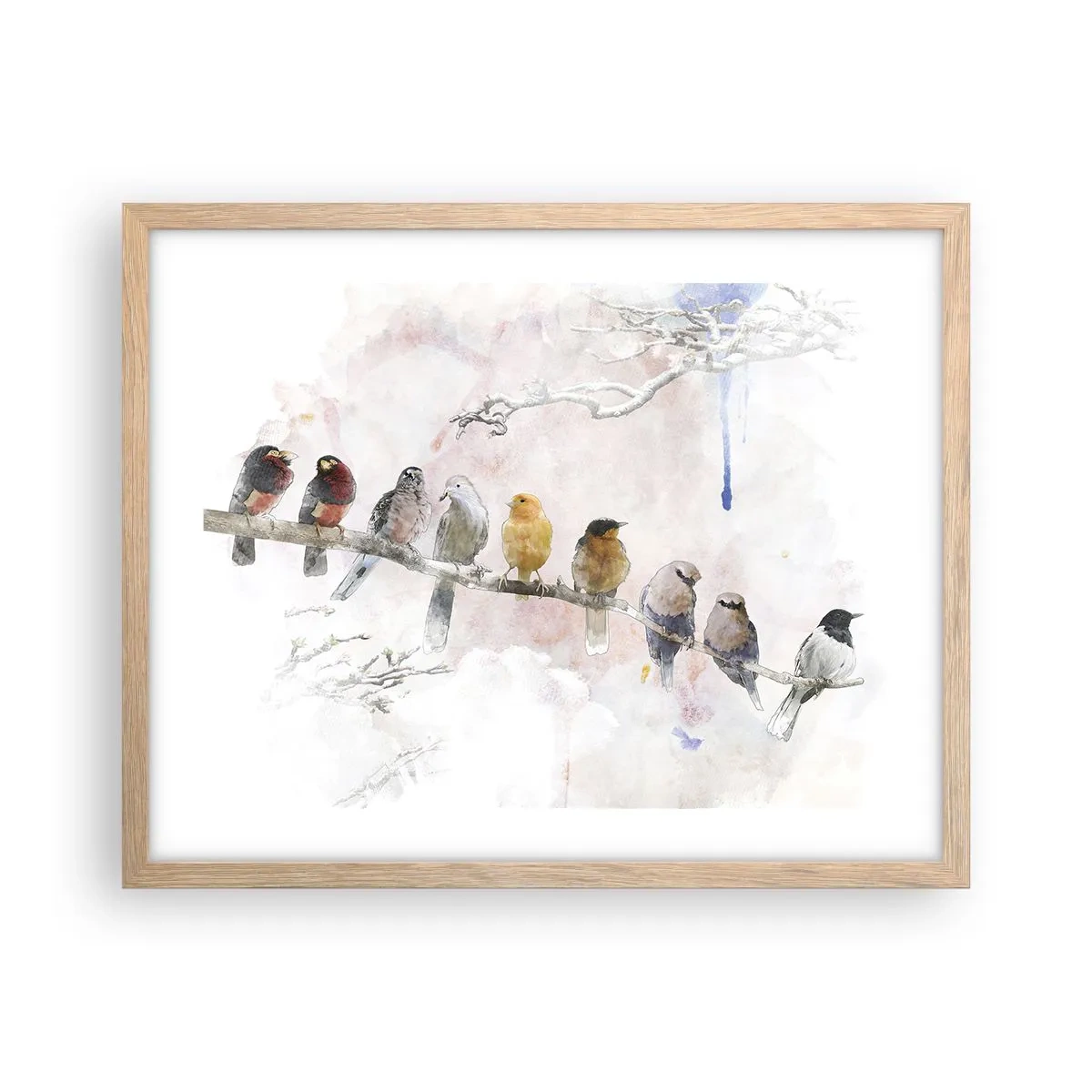 Poster in einem Rahmen aus heller Eiche - Geflügeltes Treffen - 50x40 cm