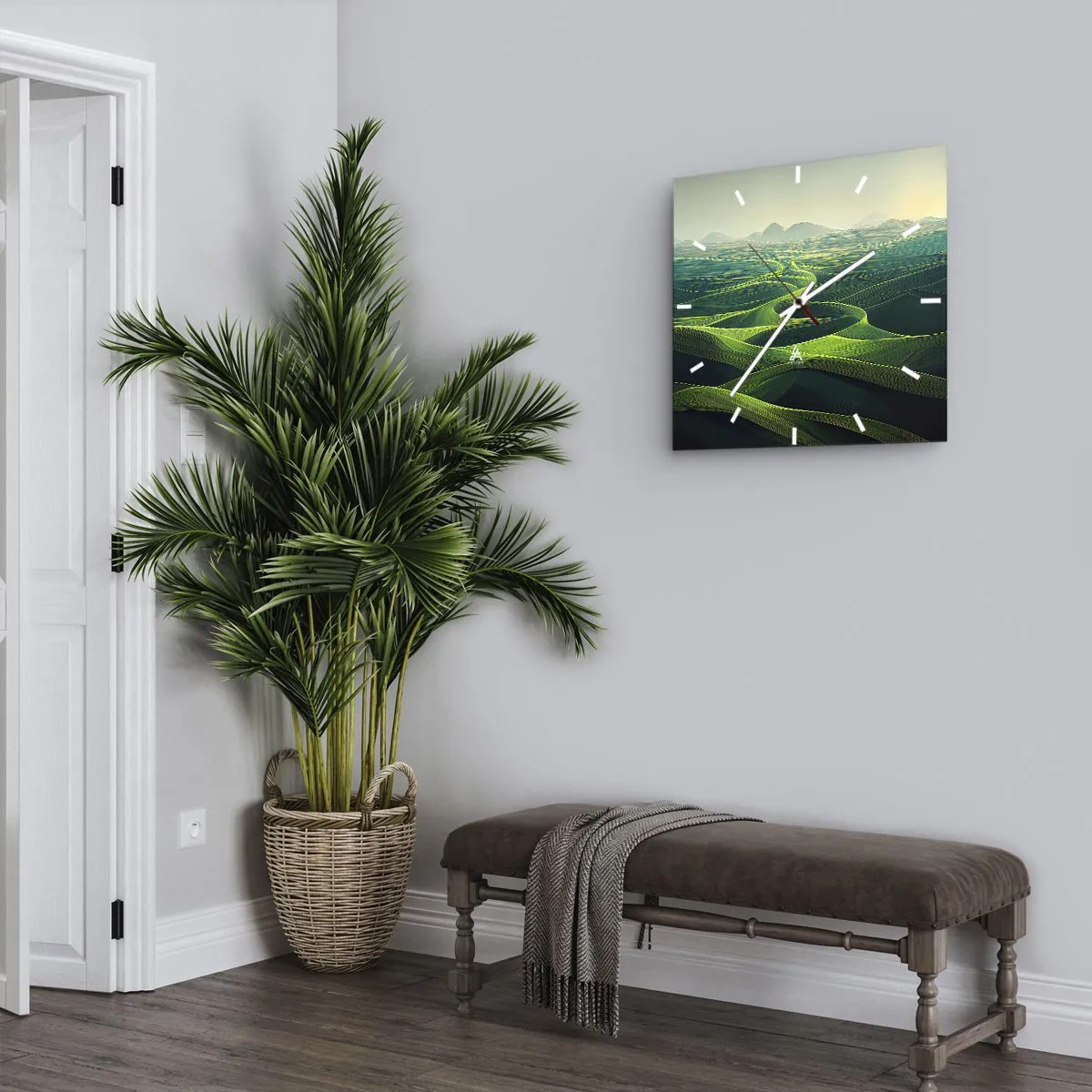 Wanduhr - Glasuhr - In den grünen Tälern - 30x30 cm