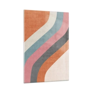 Glasbild - Bild auf glas - Bunte Retro-Streifen - 80x120cm - Diagonale Komposition – Bewegung - Moderne Wanddekoration für Wohnzimmer und Schlafzimmer ARTTOR