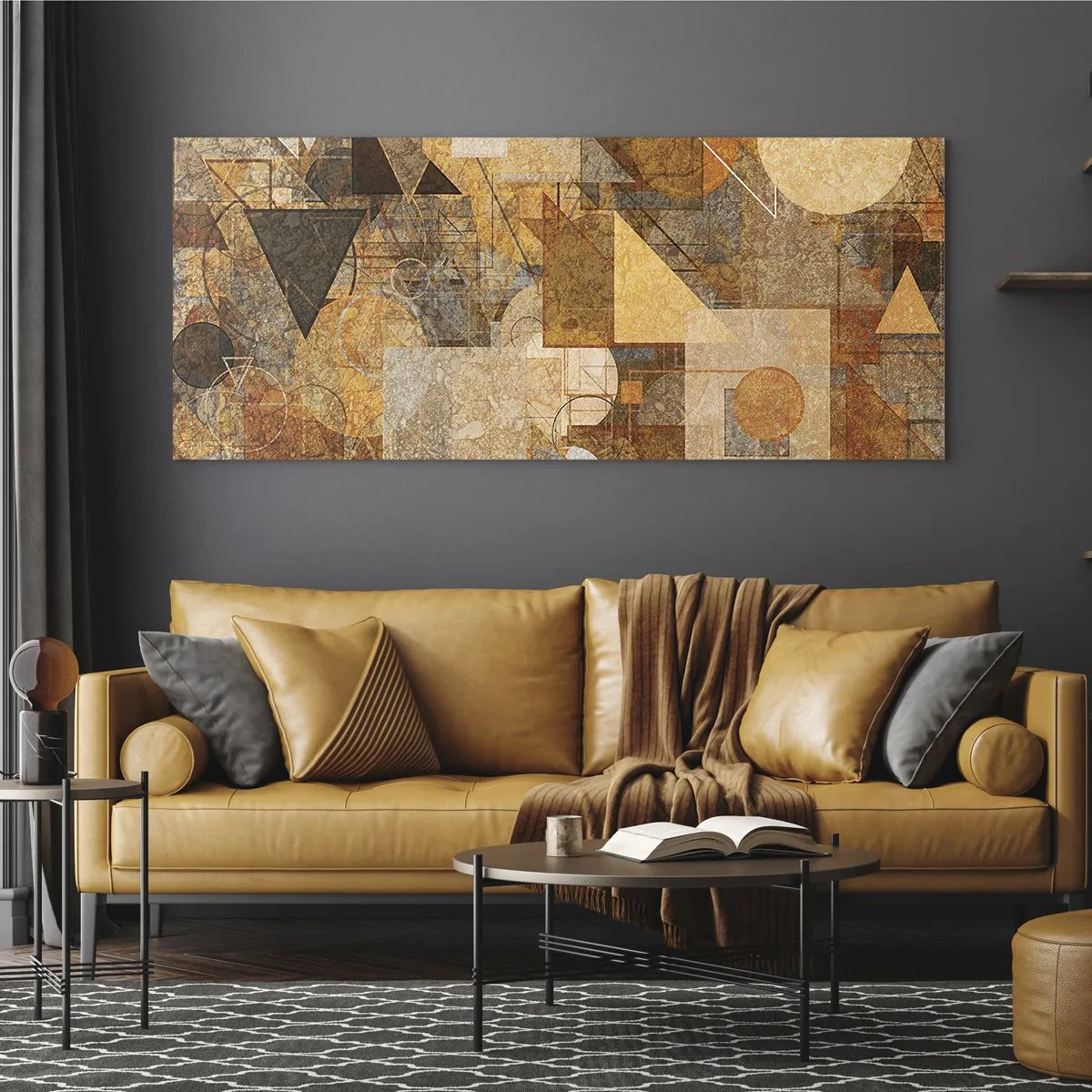 Glasbild - Bild auf glas - Eine kubistische Studie aus Bronze - 100x40 cm