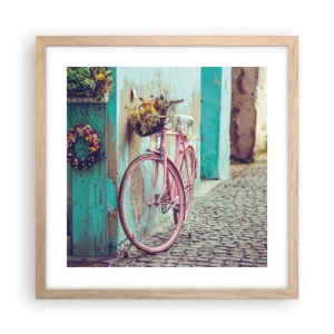 Poster in einem Rahmen aus heller Eiche - Ich komme gleich wieder - 40x40 cm