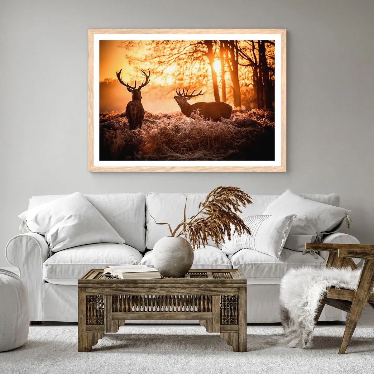Poster in einem Rahmen aus heller Eiche - Der Traum eines Jägers - 50x40 cm