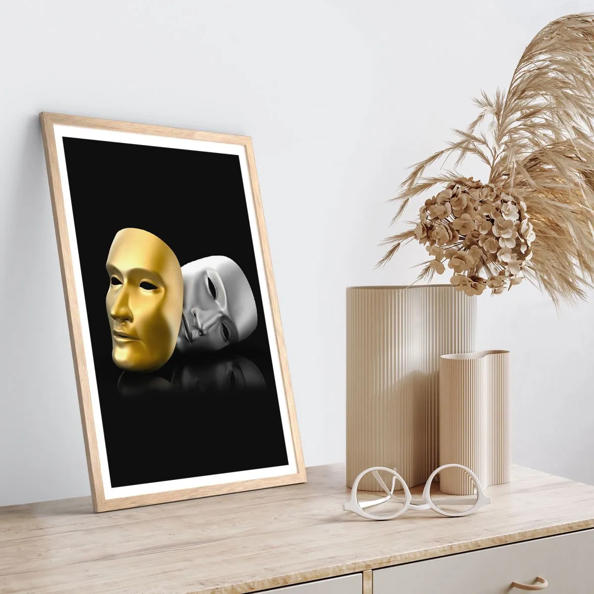 Poster in einem Rahmen aus heller Eiche - Das Leben ist wie ein Theater - 50x70 cm