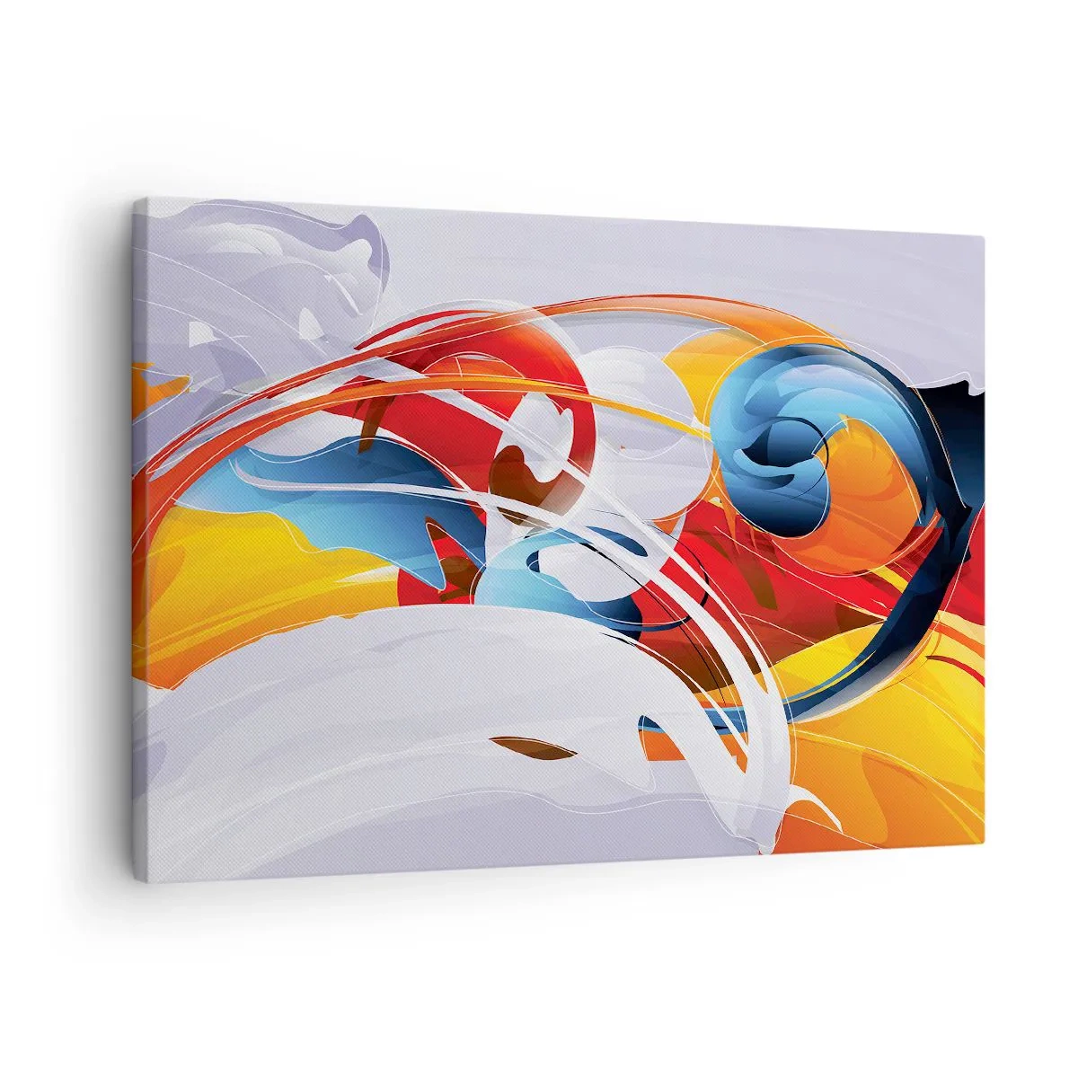 Bild auf Leinwand - Leinwandbild - Bunte Abstraktion mit dynamischen Linien und lebendigen Farben - 70x50cm - Der Tanz der Elemente - Moderne Wanddekoration für Wohnzimmer und Schlafzimmer ARTTOR