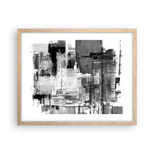 Poster in einem Rahmen aus heller Eiche - Wunderschönes Grau - 50x40 cm