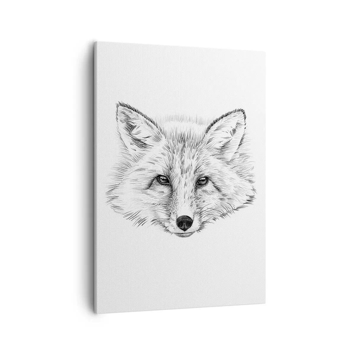 Bild auf Leinwand - Leinwandbild - Schwarz-weiße Zeichnung eines Fuchskopfes auf weißem Hintergrund - 50x70cm - Können diese Augen lügen? - Moderne Wanddekoration für Wohnzimmer und Schlafzimmer ARTTOR