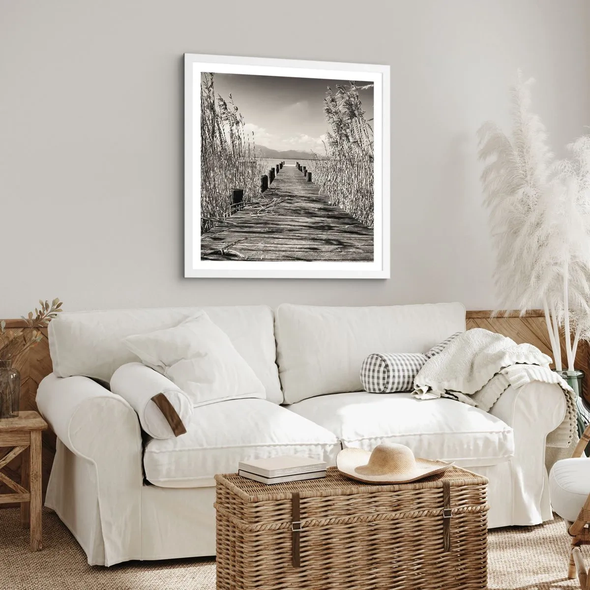 Poster in einem weißen Rahmen - In der Stille des Grases - 60x60 cm