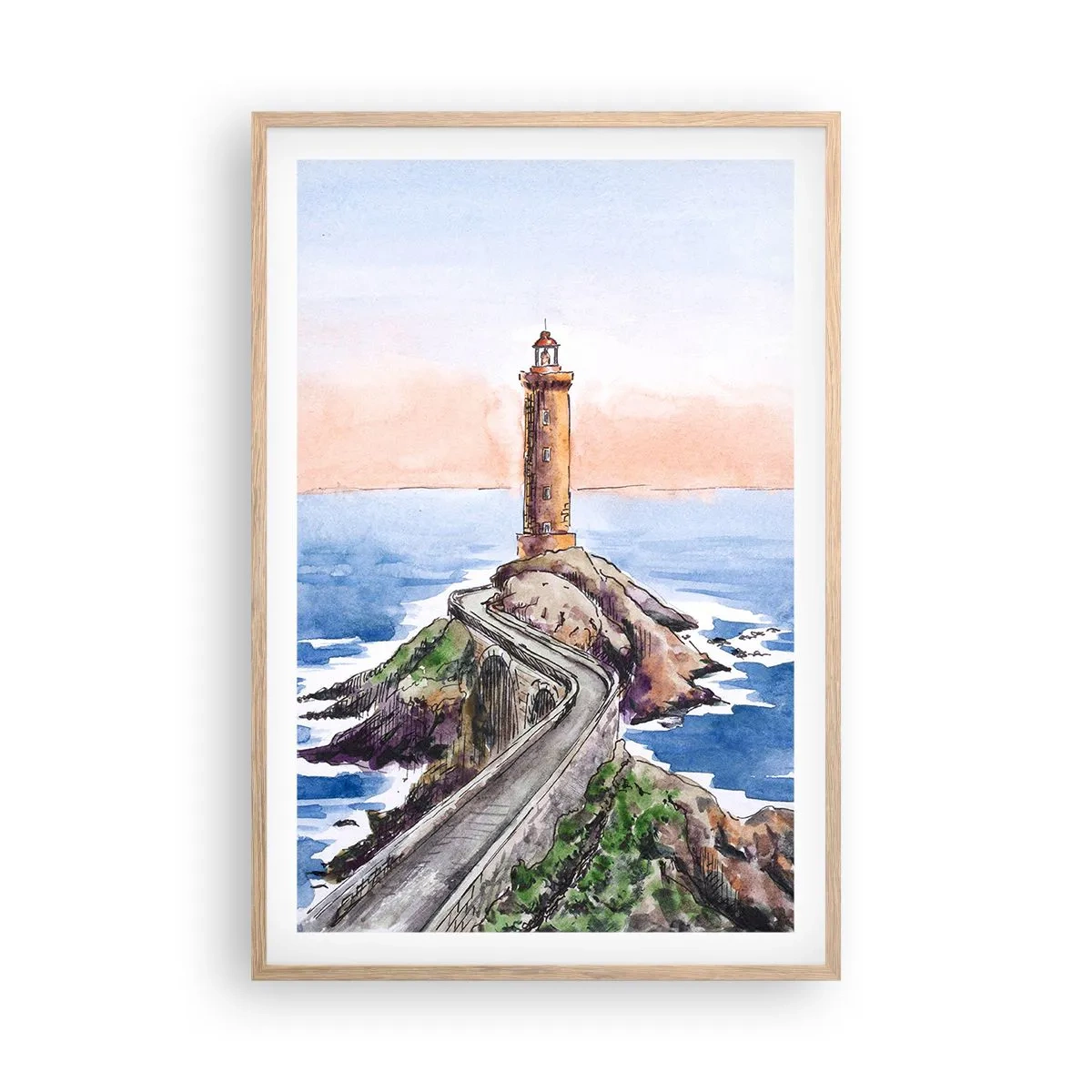 Poster in einem Rahmen aus heller Eiche - Dem Meer zugewandt - 61x91 cm