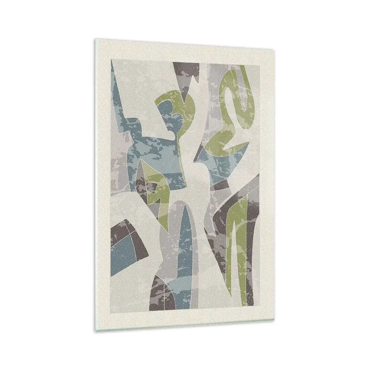 Glasbild - Bild auf glas - Abstrakte Formen in Grün und Blau auf hellem Hintergrund - 80x120cm - Komposition hinter dem Glas - Moderne Wanddekoration für Wohnzimmer und Schlafzimmer ARTTOR