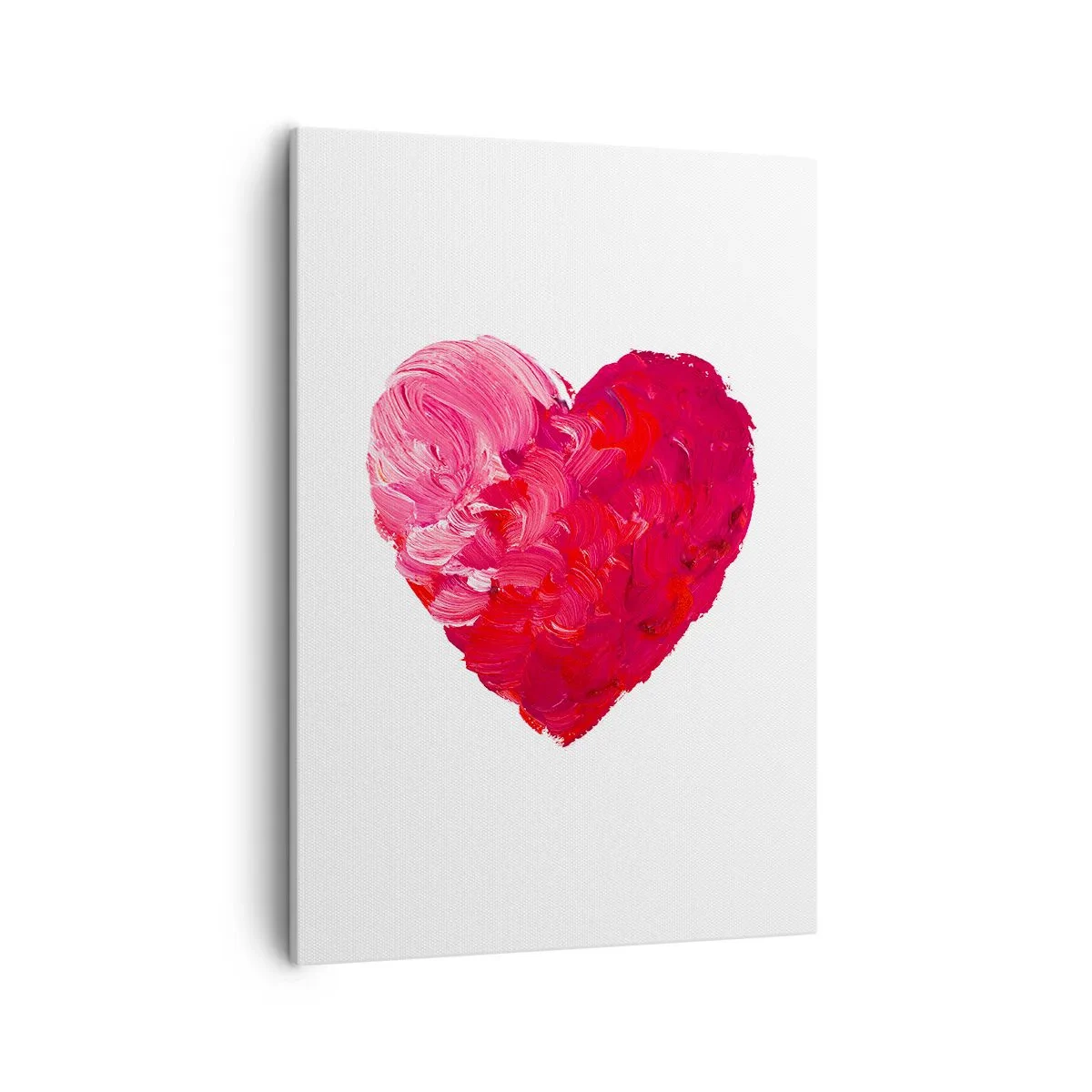 Bild auf Leinwand - Leinwandbild - Ein rosa und rotes Herz, mit einem Pinsel gemalt - 50x70cm - Alles was du brauchst ist Liebe - Moderne Wanddekoration für Wohnzimmer und Schlafzimmer ARTTOR