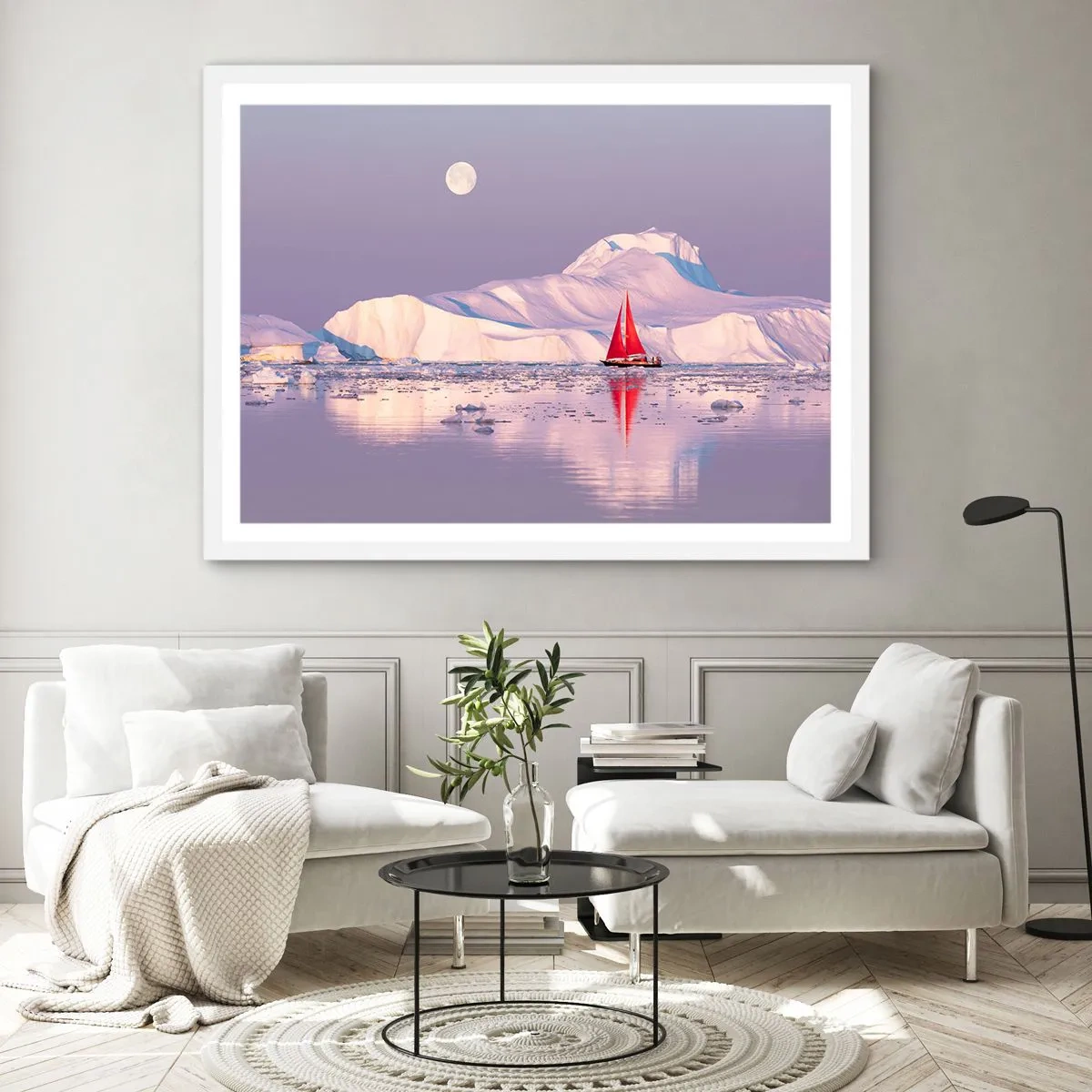 Poster in einem weißen Rahmen - Die Hitze des Segels, die Kälte des Eises - 40x30 cm
