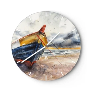 Wanduhr - Glasuhr - Erholung am Ufer - 40x40 cm
