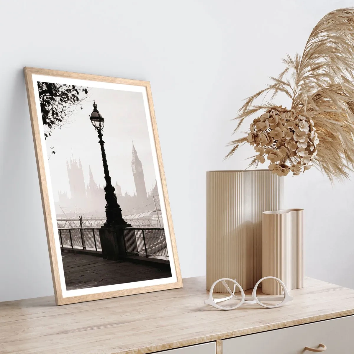 Poster in einem Rahmen aus heller Eiche - Londoner Morgen - 40x50 cm