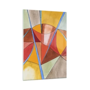 Glasbild - Bild auf glas - Eine abstrakte Komposition in lebendigen geometrischen Farben. - 80x120cm - Das Karussell, das Traumkarussell - Moderne Wanddekoration für Wohnzimmer und Schlafzimmer ARTTOR