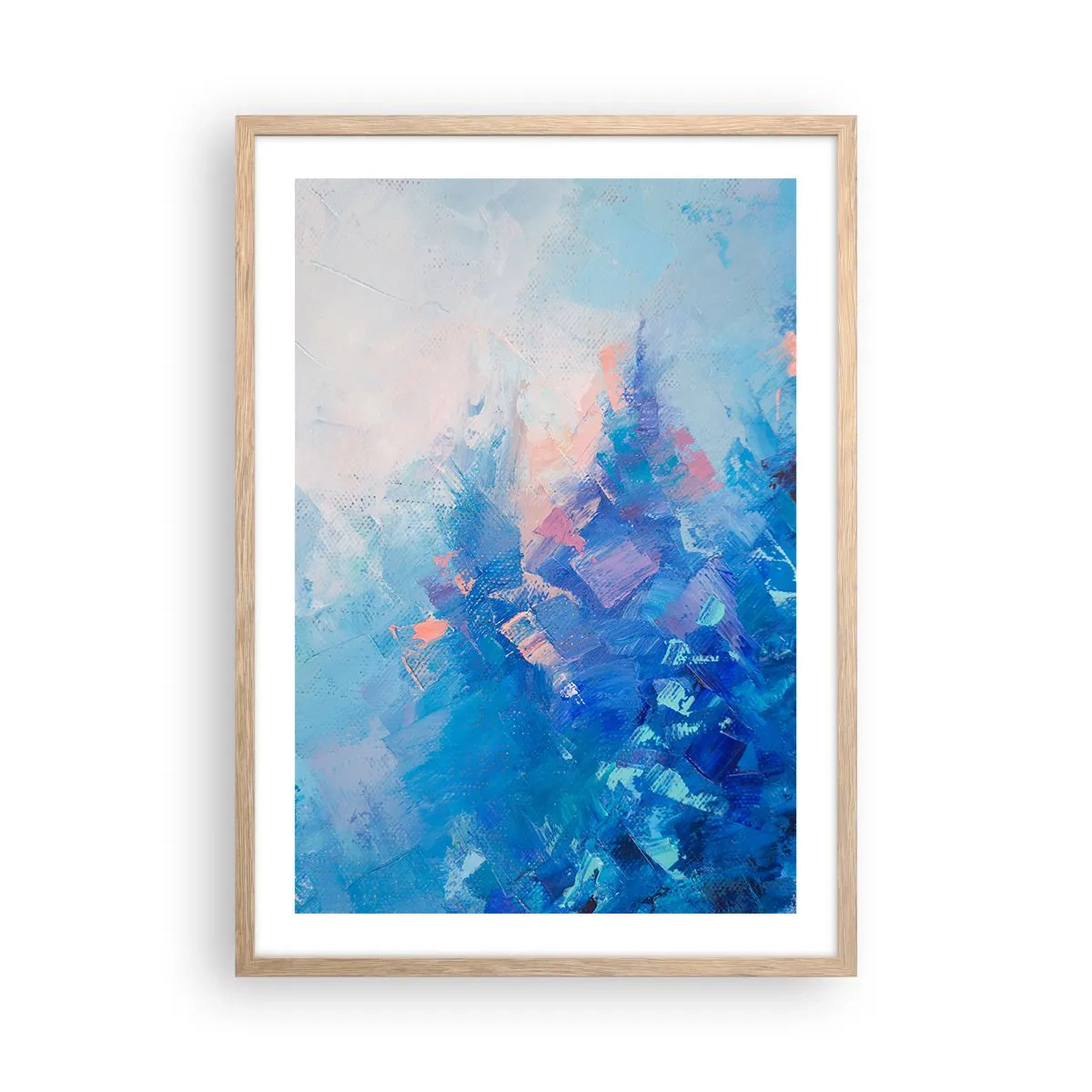 Poster in einem Rahmen aus heller Eiche - Winter-Abstraktion - 50x70 cm