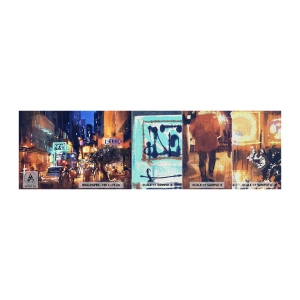 Fototapeten Muster Premium Canvas - Und die Stadt ist wach - Stadt, Menschen, Die Architektur - 100x30 cm