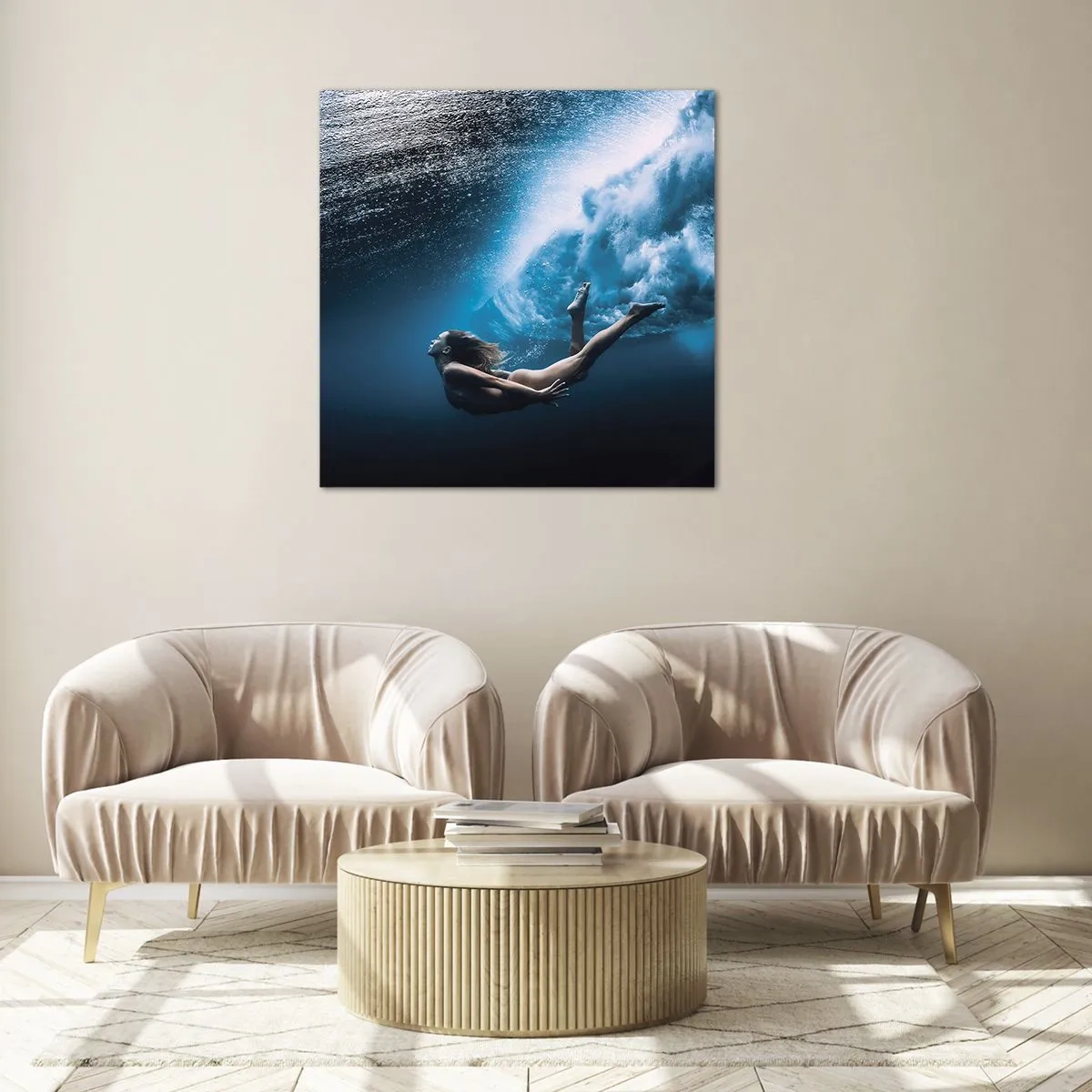 Glasbild - Bild auf glas - Moderne Meerjungfrau - 70x70 cm